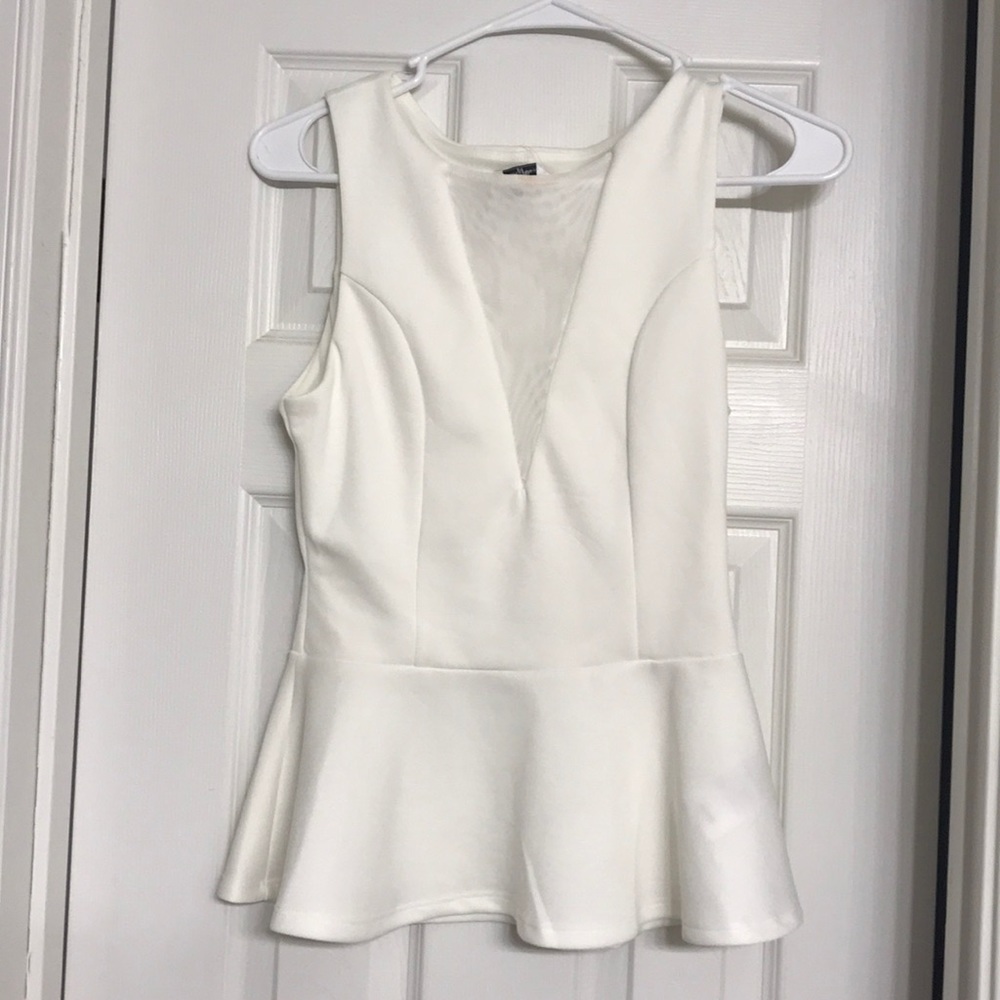 NWT Bebe white peplum top size small